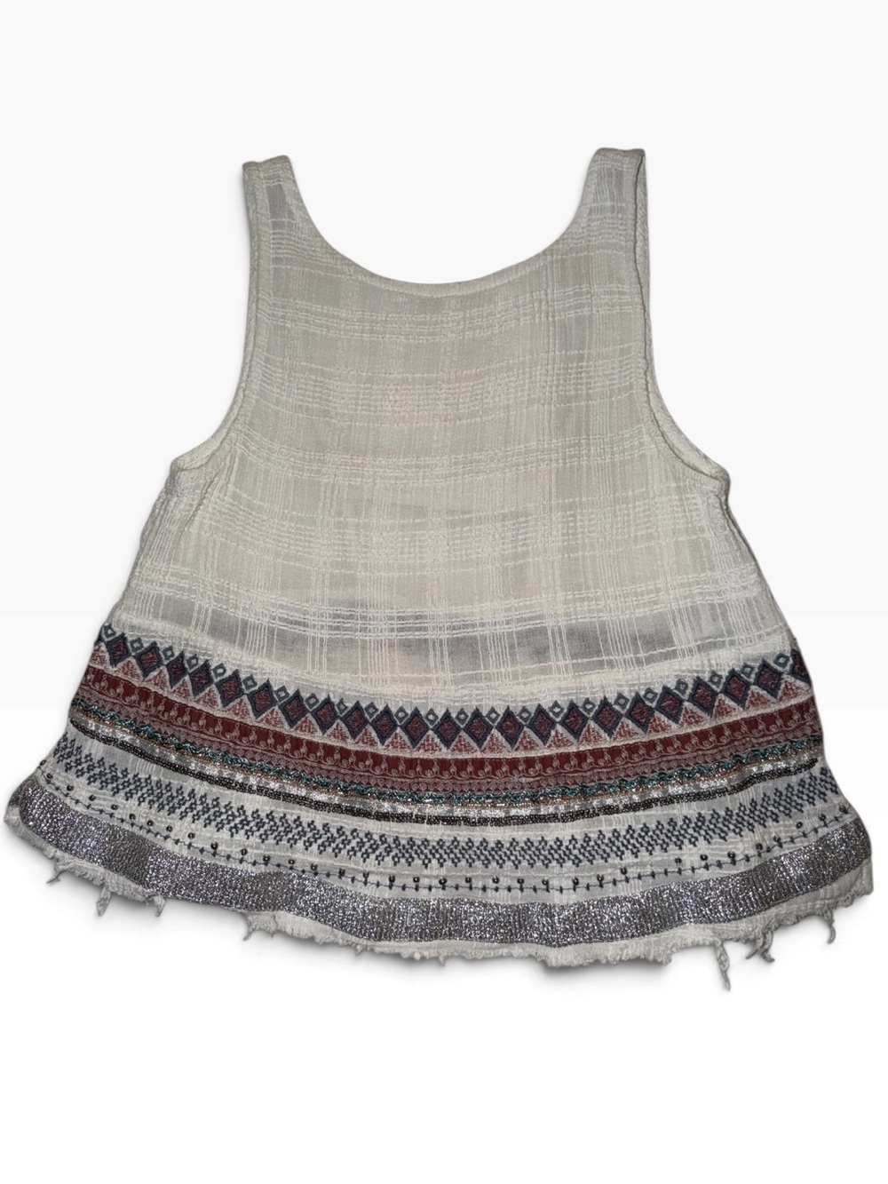 Women's Urban Outfitters Ecouté Embroidered White Blouse / Multicolor Size Small